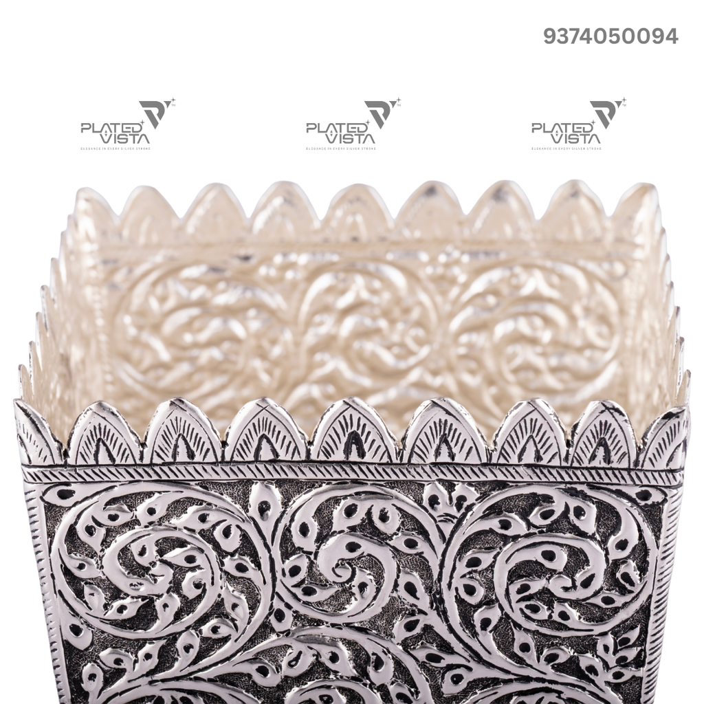 Antique Silver or German Silver Tulsi Pot/Vrindavan