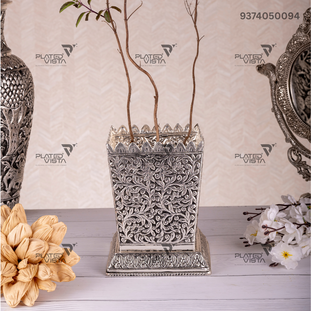 Antique Silver or German Silver Tulsi Pot/Vrindavan