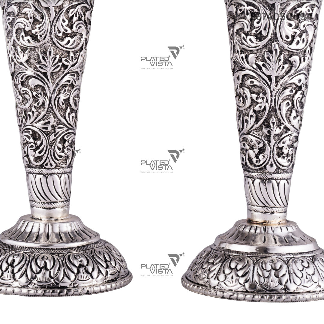 Pair of Silver-Plated Brass Flower Vases