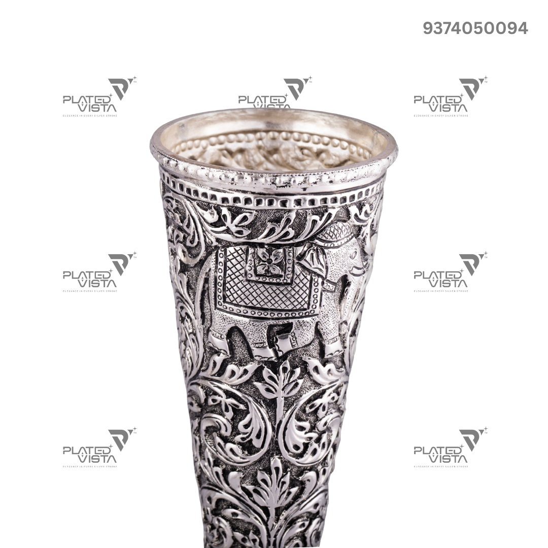 Pair of Silver-Plated Brass Flower Vases