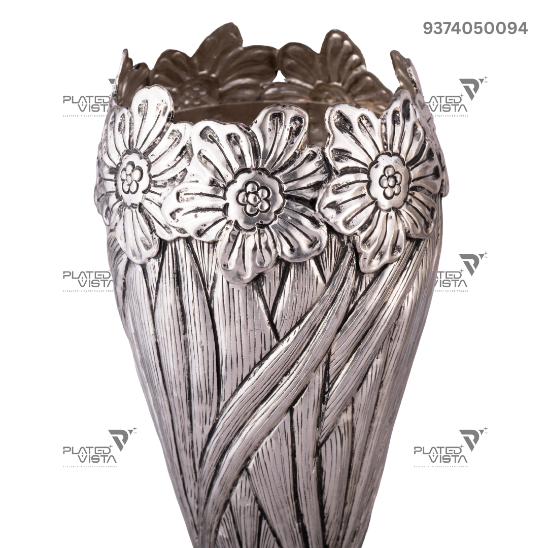 Pair of Silver-Plated Brass Flower Vases