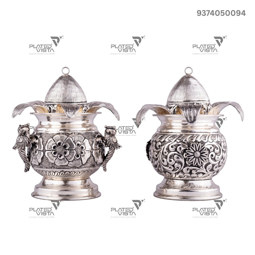 925 Pure Silver Navrang Kalash with Nariyal