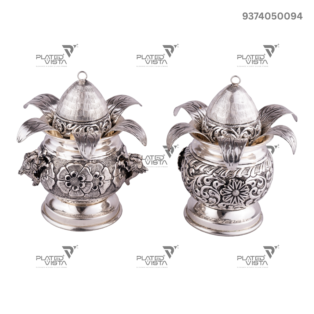 925 Pure Silver Navrang Kalash with Nariyal
