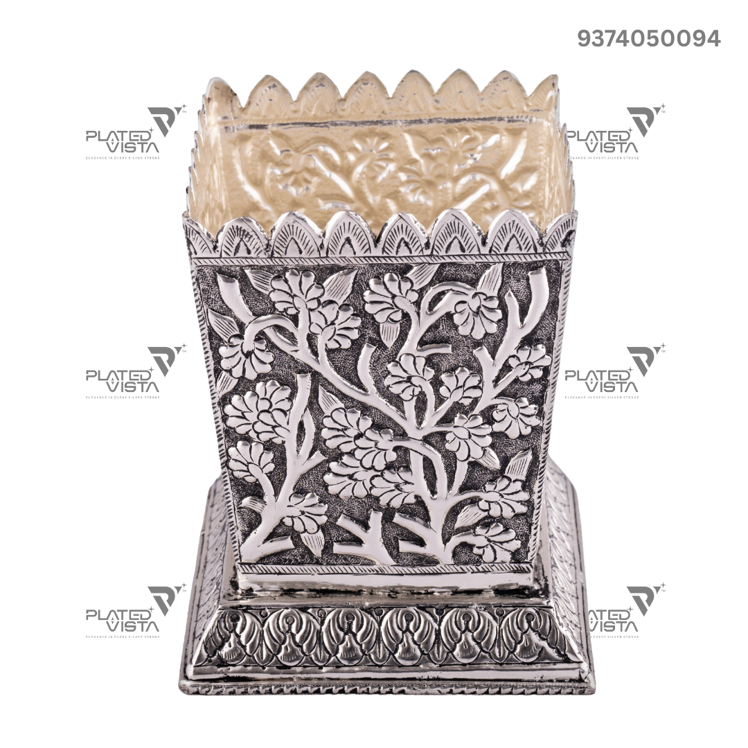 Antique Silver or German Silver Tulsi Pot/Vrindavan