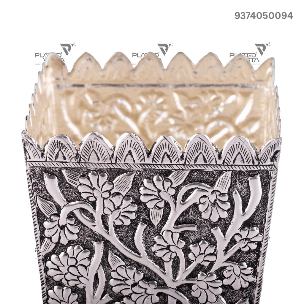 Antique Silver or German Silver Tulsi Pot/Vrindavan