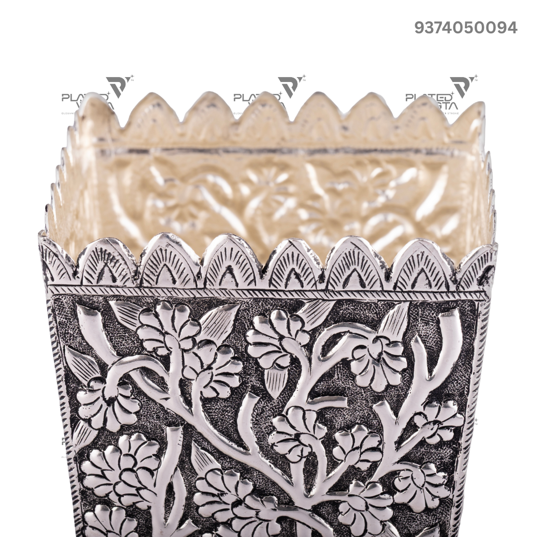 Antique Silver or German Silver Tulsi Pot/Vrindavan