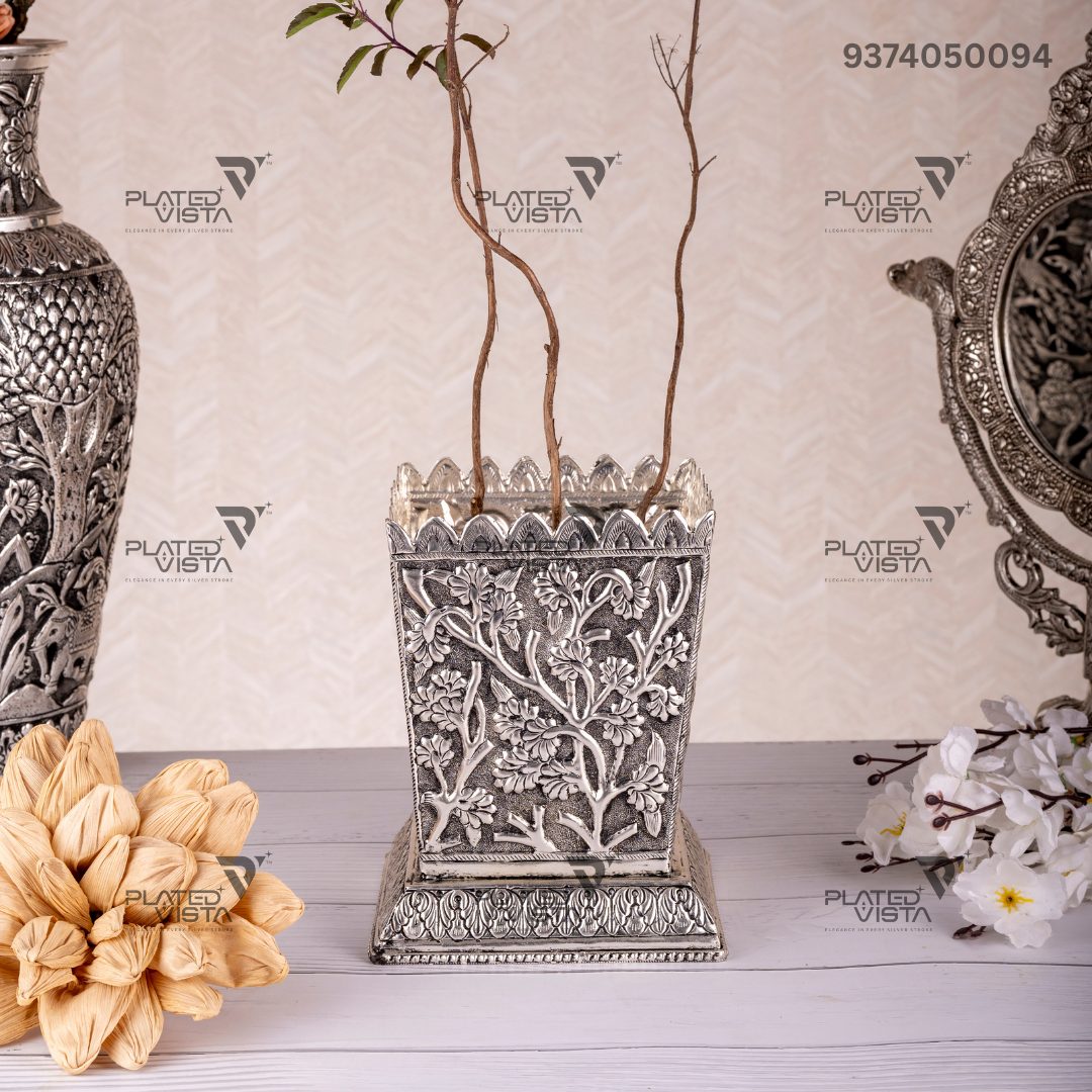 Antique Silver or German Silver Tulsi Pot/Vrindavan
