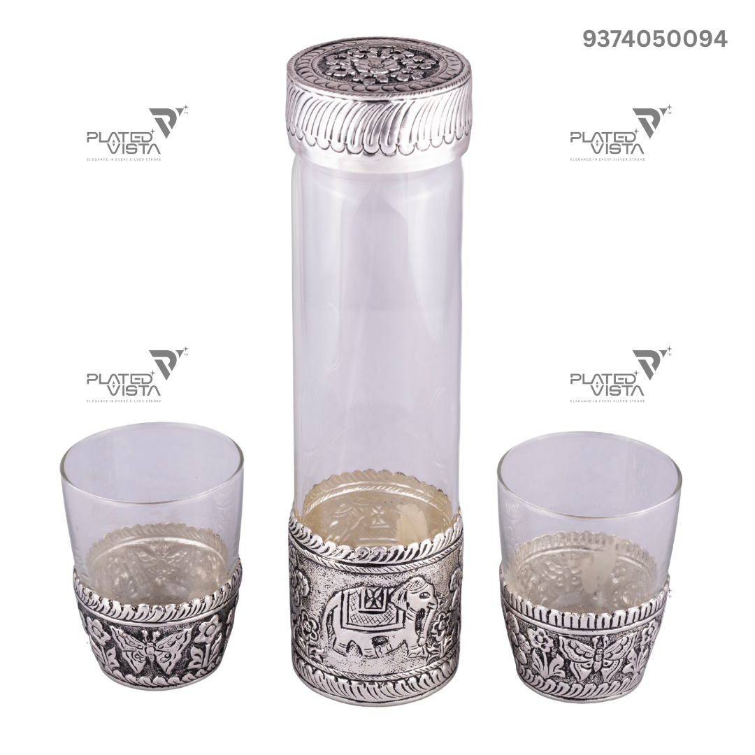 German silver Borosil Glass Bottle Set