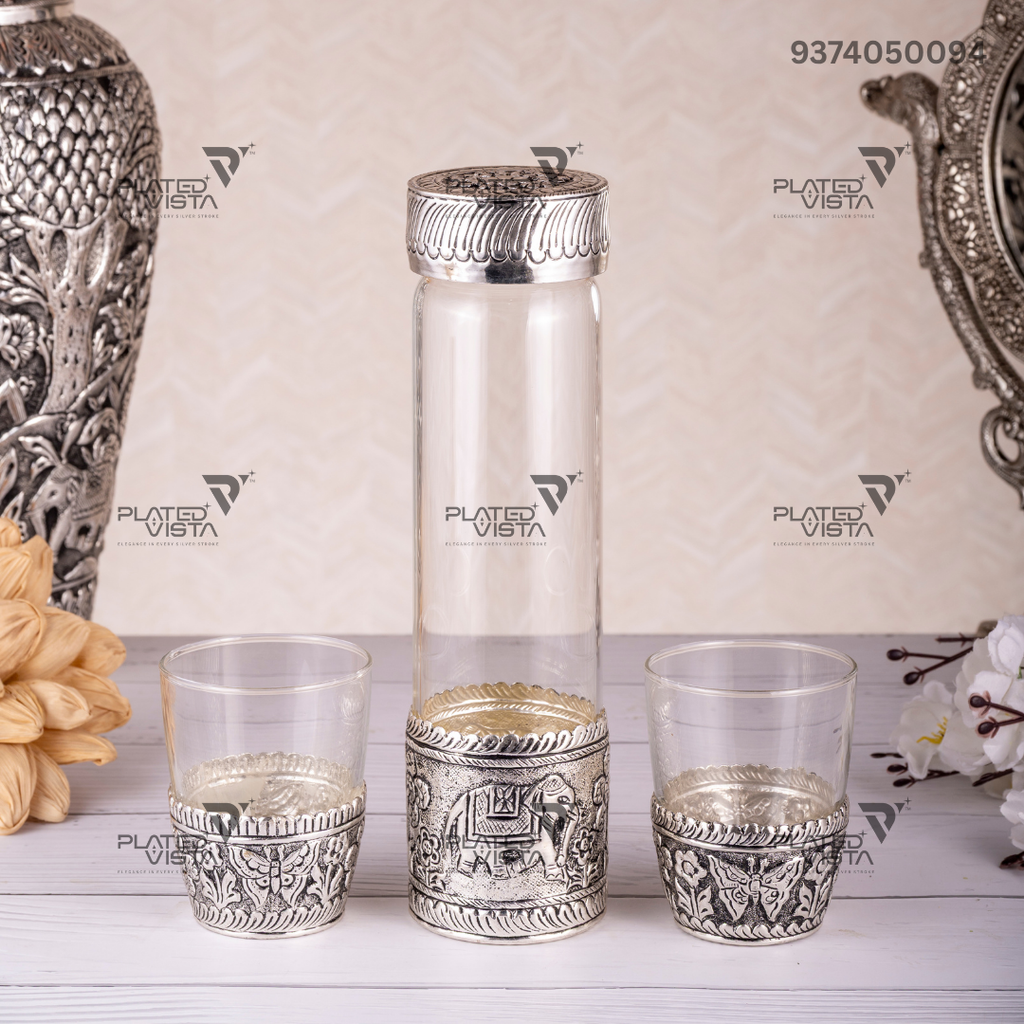 German silver Borosil Glass Bottle Set