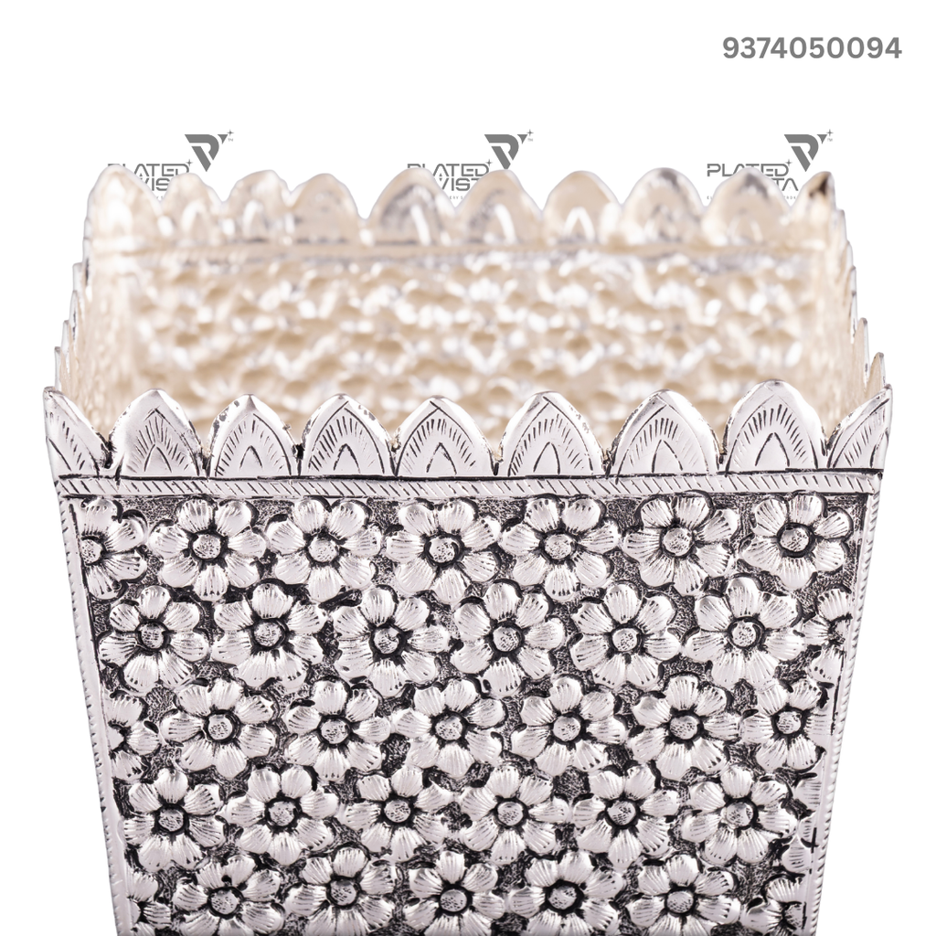 Antique Silver/German Silver Tulsi Pot or Vrindavan