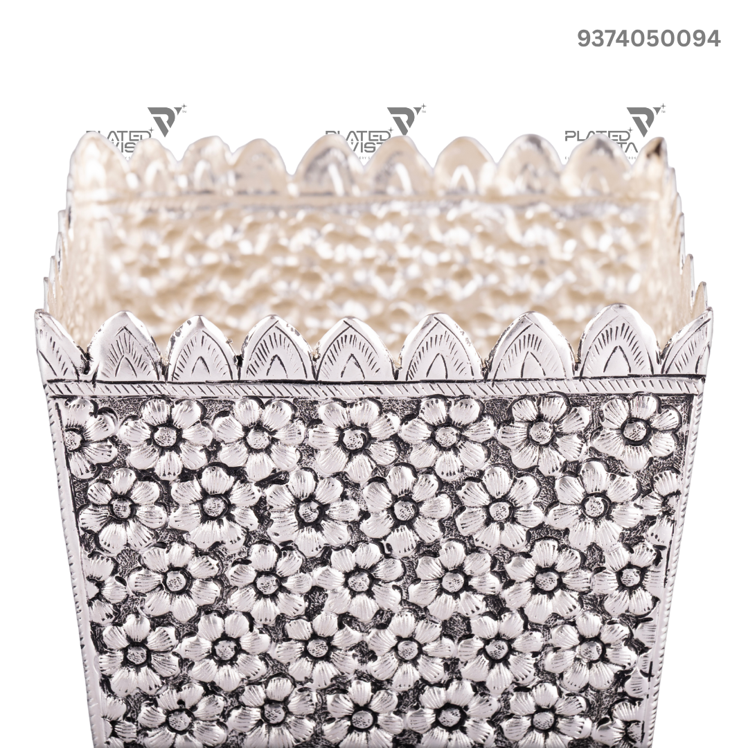 Antique Silver/German Silver Tulsi Pot or Vrindavan