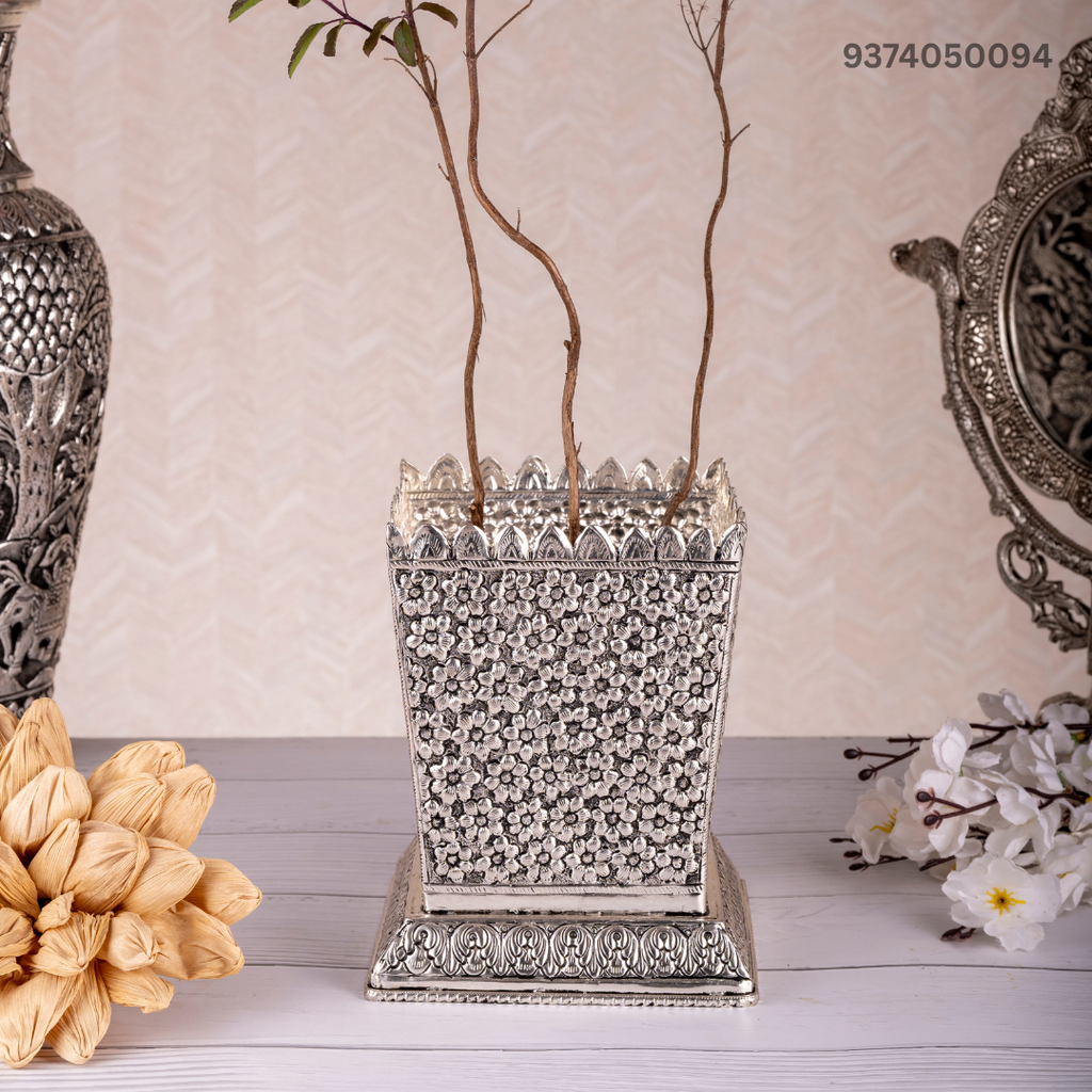 Antique Silver/German Silver Tulsi Pot or Vrindavan