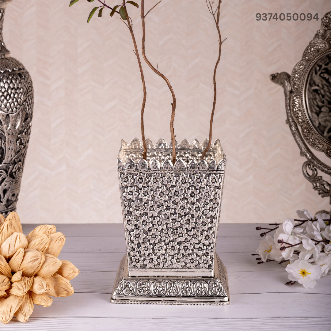 Antique Silver/German Silver Tulsi Pot or Vrindavan