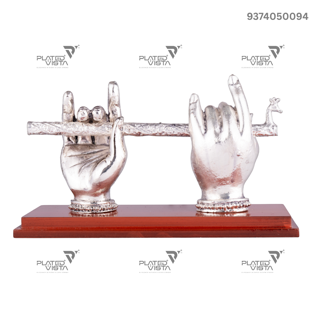 German Silver Krishna's Hand with Flute Idol