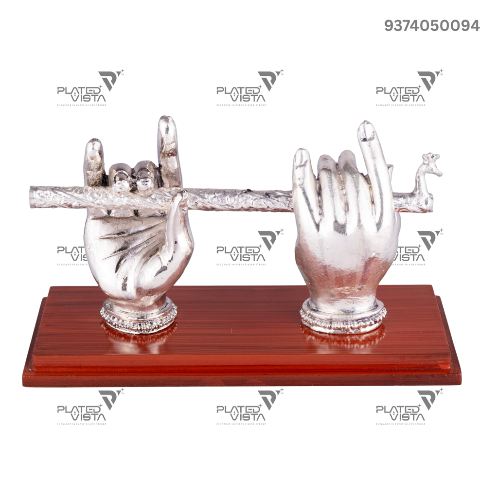 German Silver Krishna's Hand with Flute Idol