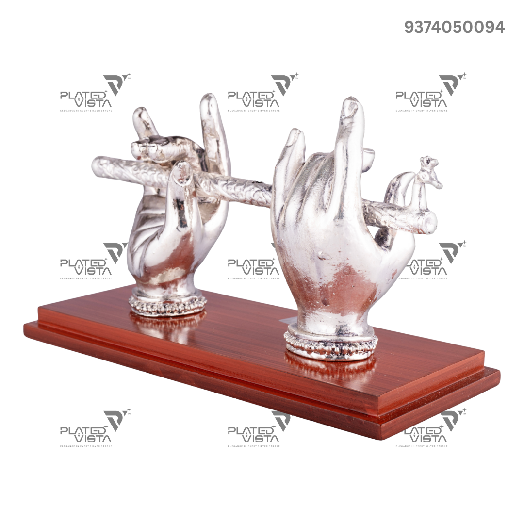German Silver Krishna's Hand with Flute Idol