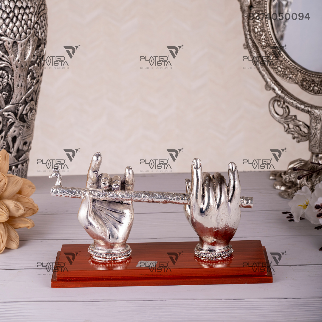 German Silver Krishna's Hand with Flute Idol