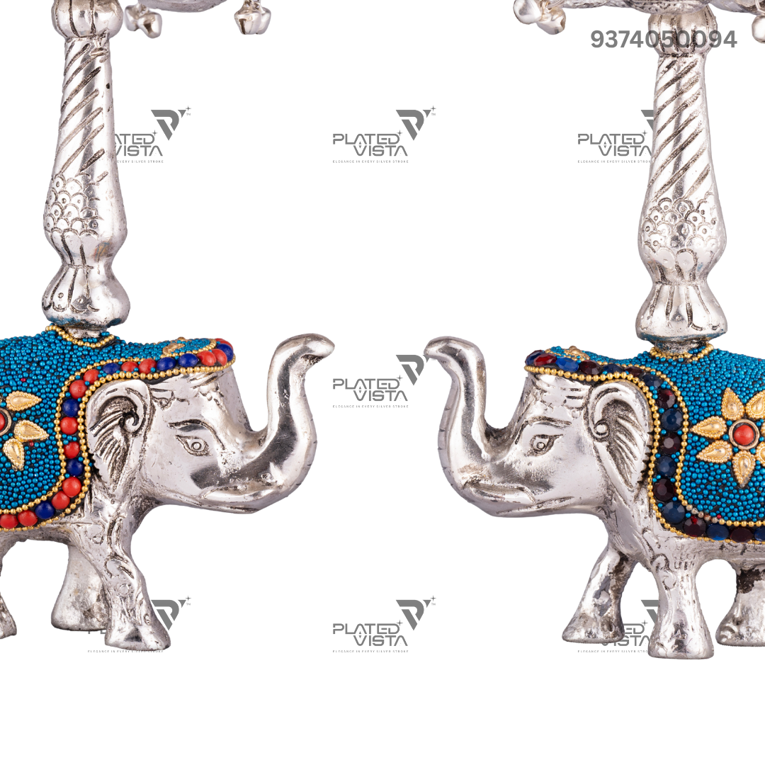 German Silver Peacock Samai (Diya Stands)