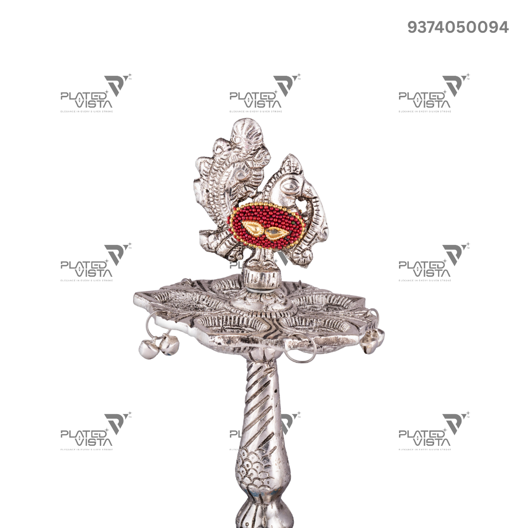 German Silver Peacock Samai (Diya Stands)