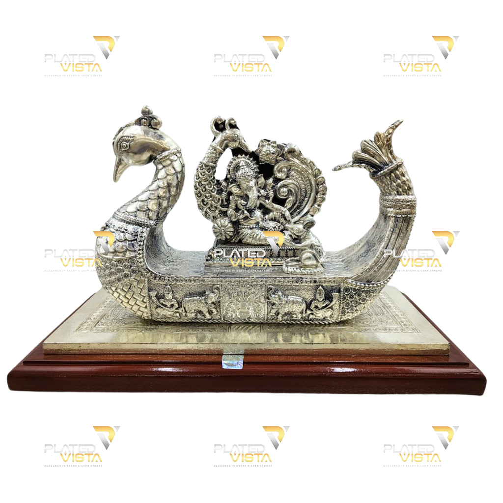 999 SILVER GIFTING SWAN BOAT GANESH JI