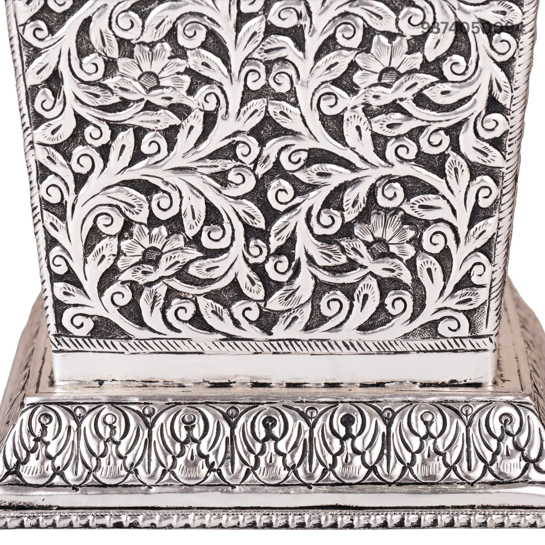 German Silver Tulsi Pot or Vrindavan