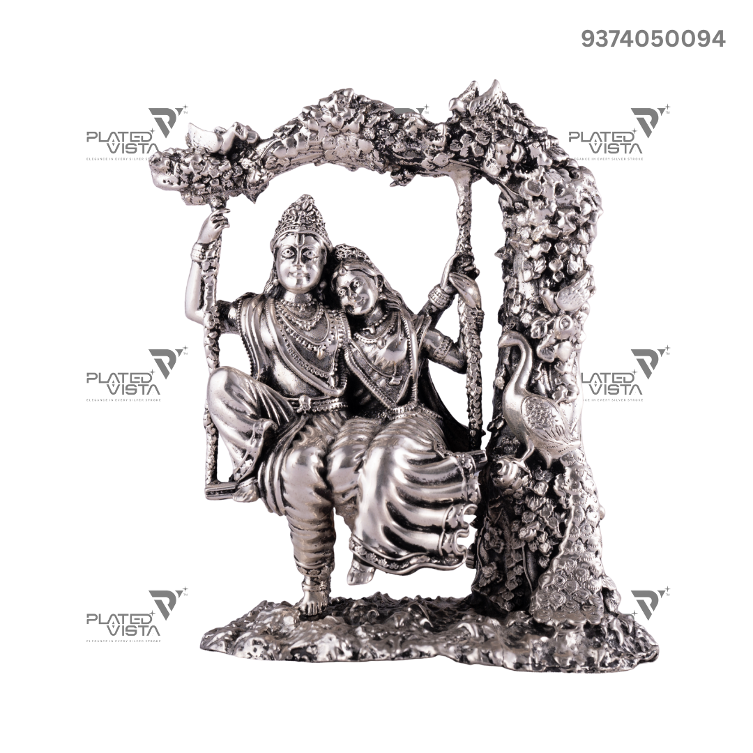 Silver Idol depicting Radha and Krishna