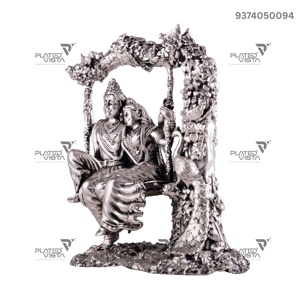 Silver Idol depicting Radha and Krishna