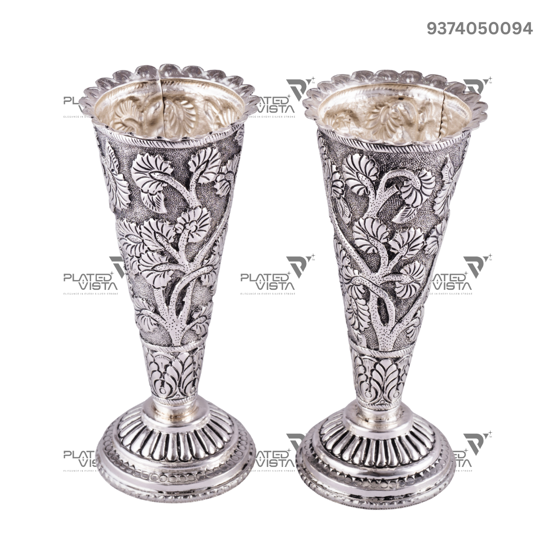 Silver-Plated Brass Flower Vases