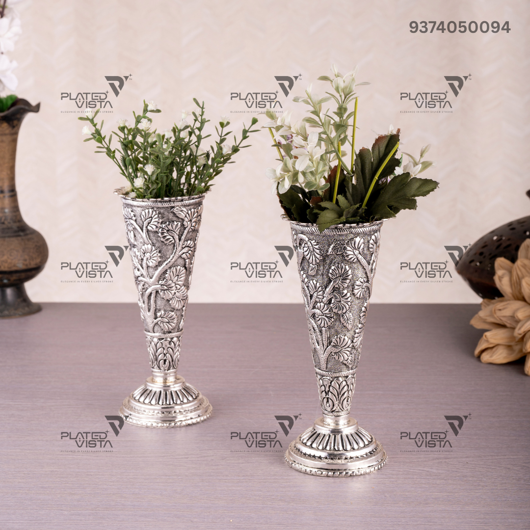Silver-Plated Brass Flower Vases